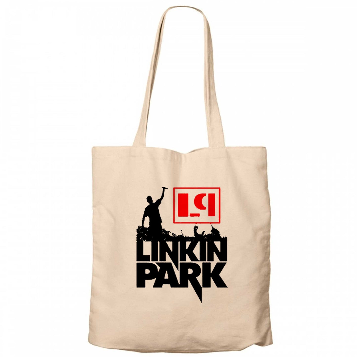Linkin Park Afiş Krem Fermuarlı Bez Çanta Gabardin