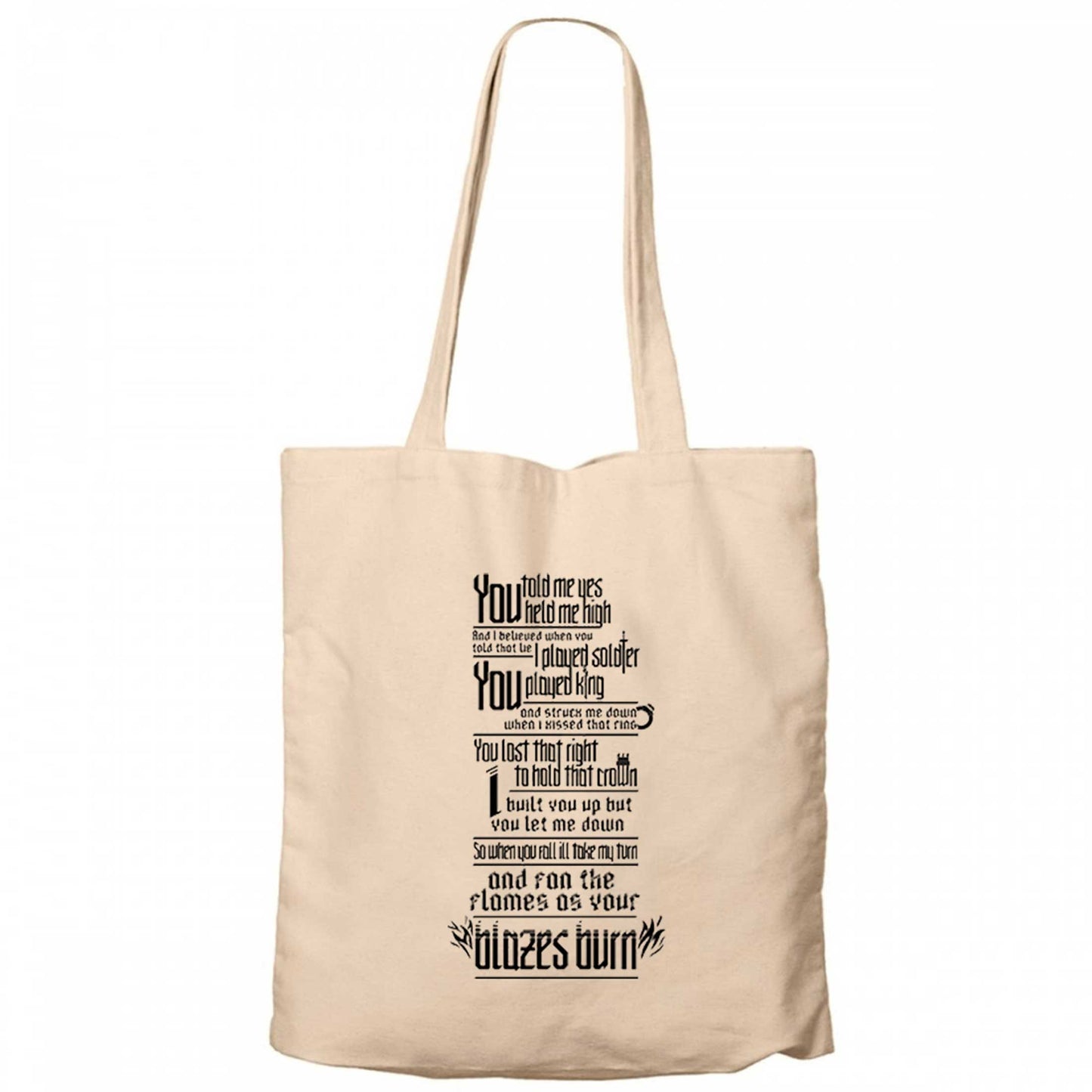 Linkin Park Burn It Down Krem Fermuarlı Bez Çanta Gabardin