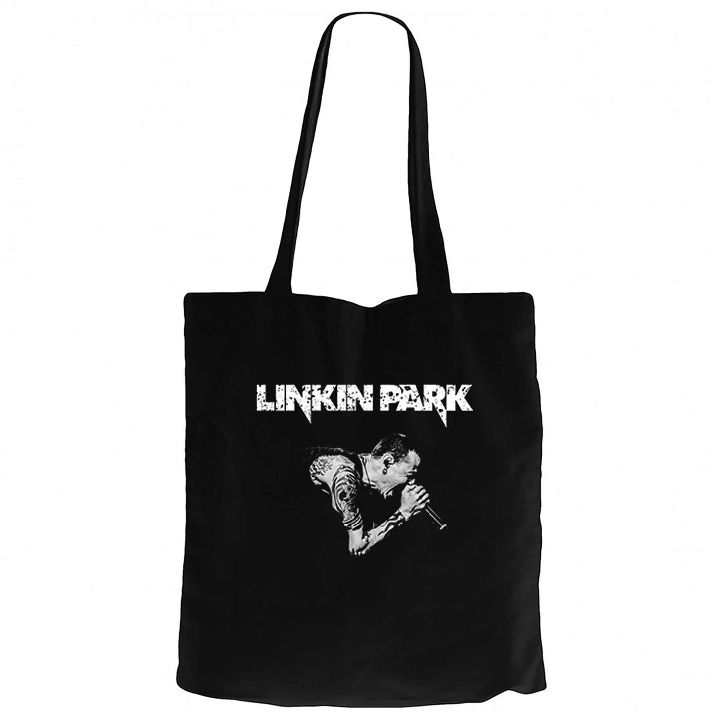 Linkin Park Chester Konser Siyah Fermuarlı Bez Çanta Gabardin
