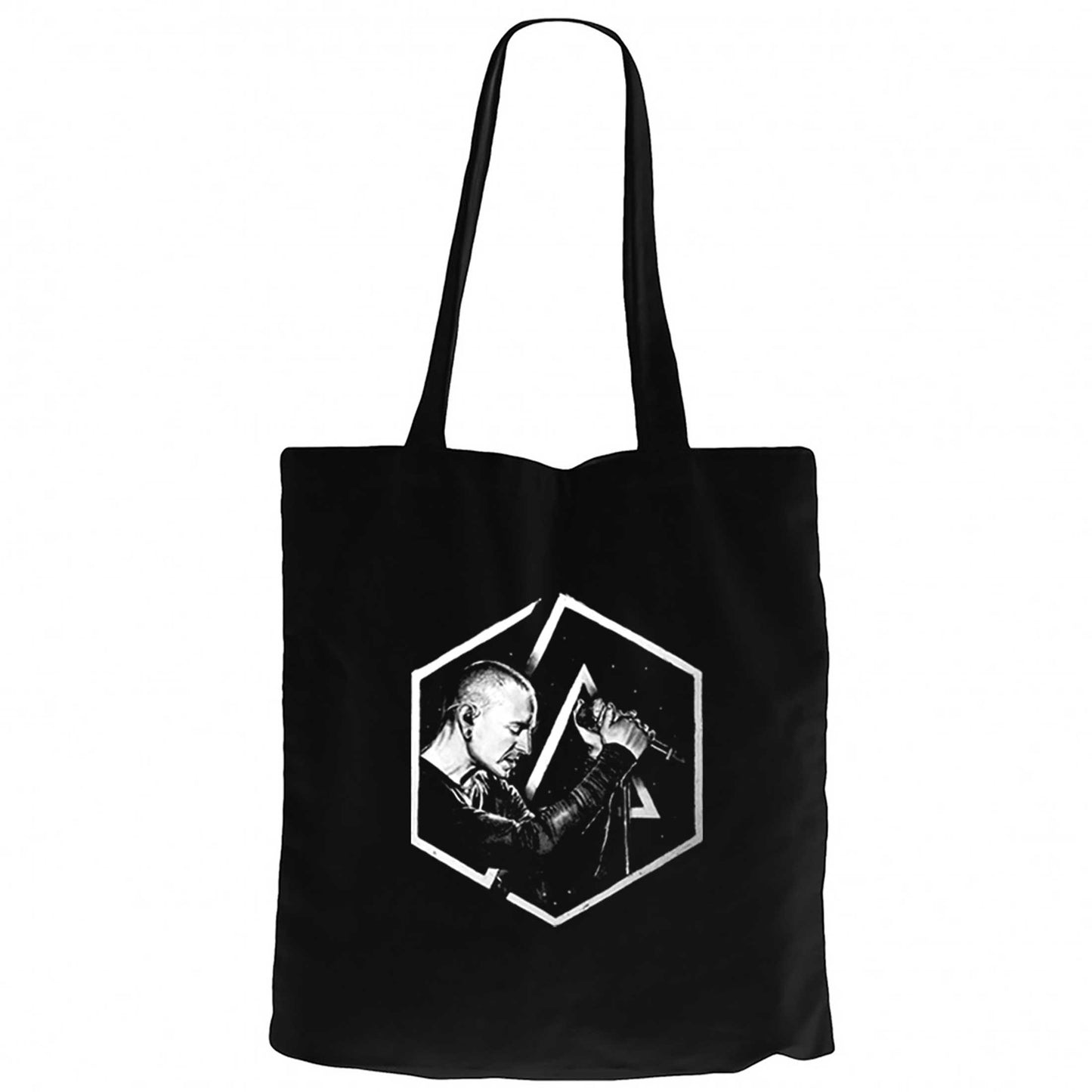 Linkin Park Chester Logo Siyah Fermuarlı Bez Çanta Gabardin