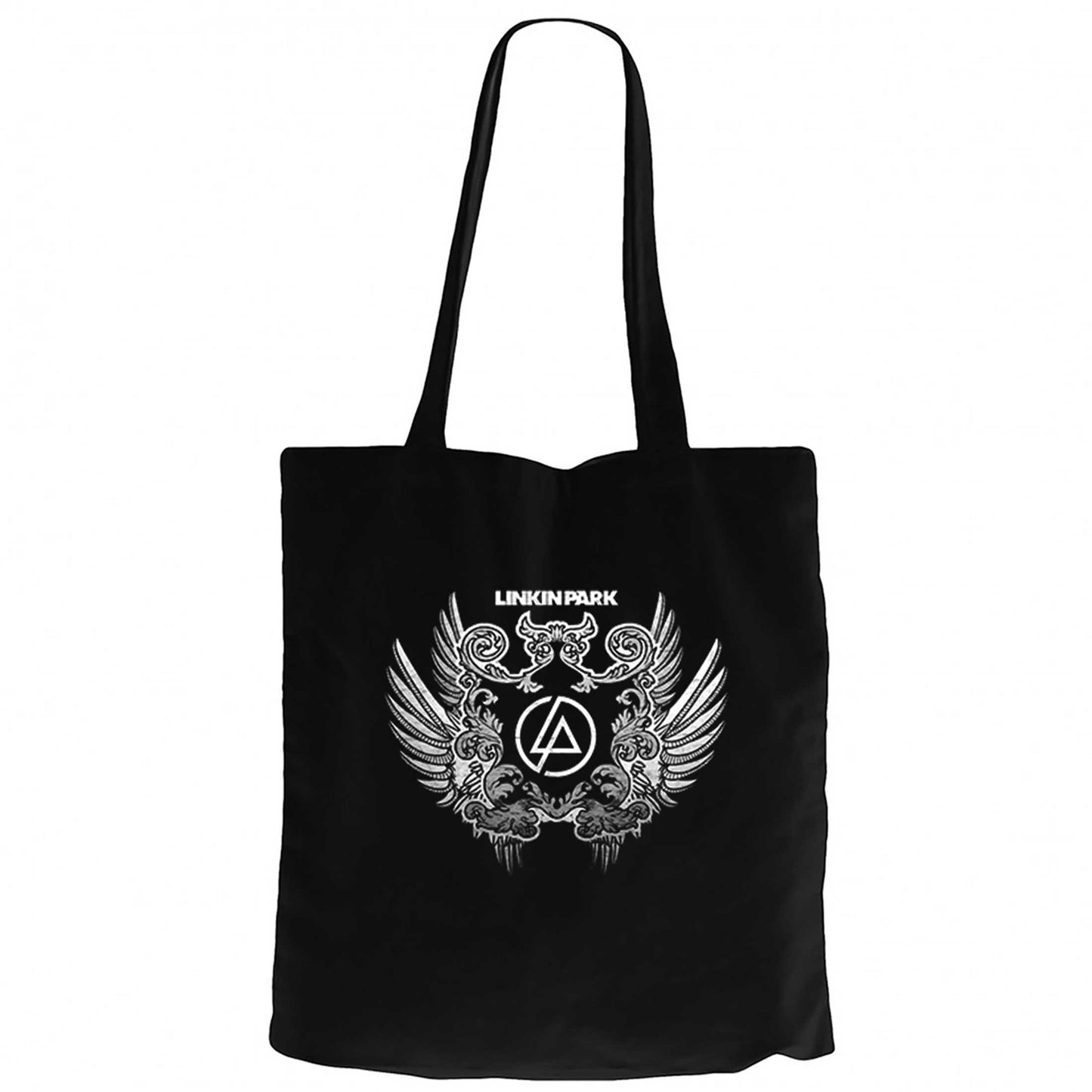 Linkin Park Wings Siyah Fermuarlı Bez Çanta Gabardin