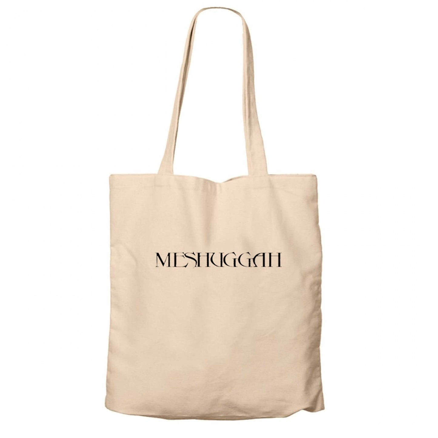 Meshuggah Logo Text Krem Fermuarlı Bez Çanta Gabardin