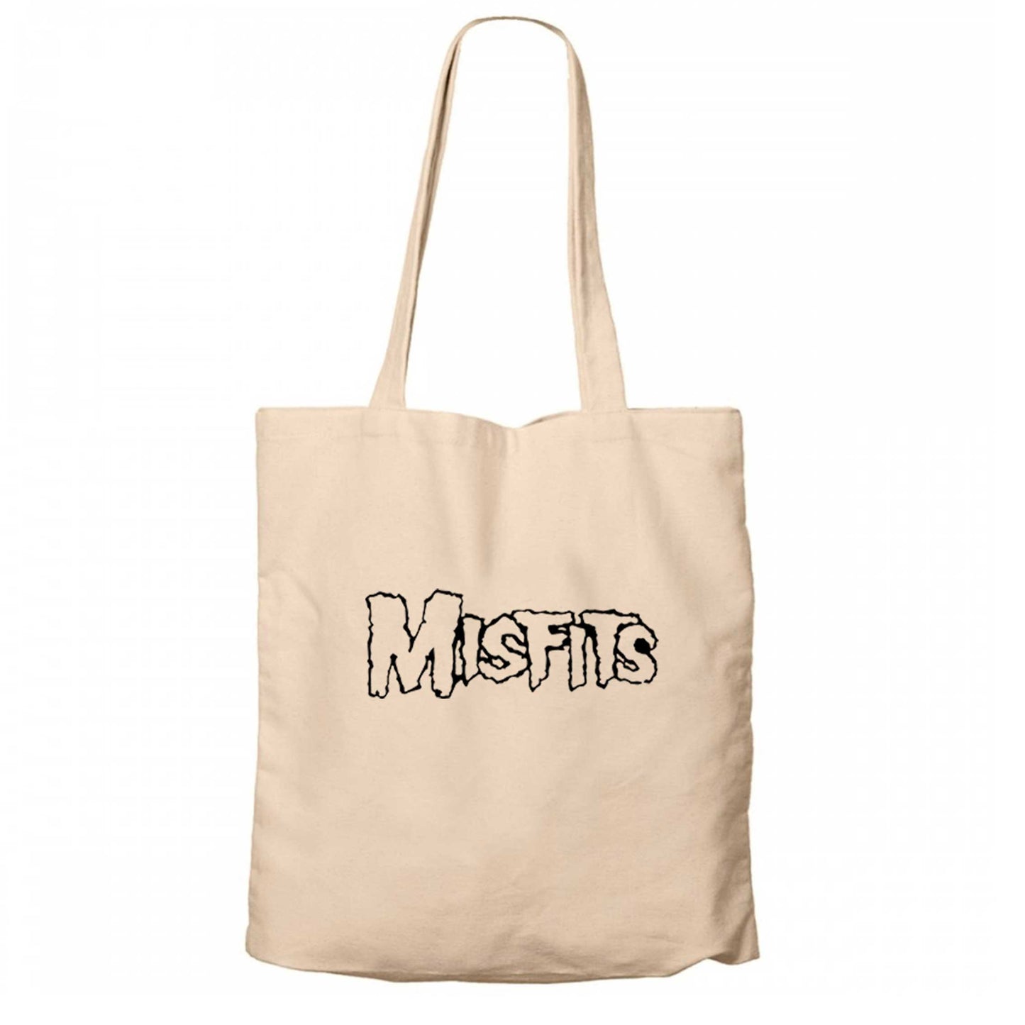 Misfits Logo Black Krem Fermuarlı Bez Çanta Gabardin