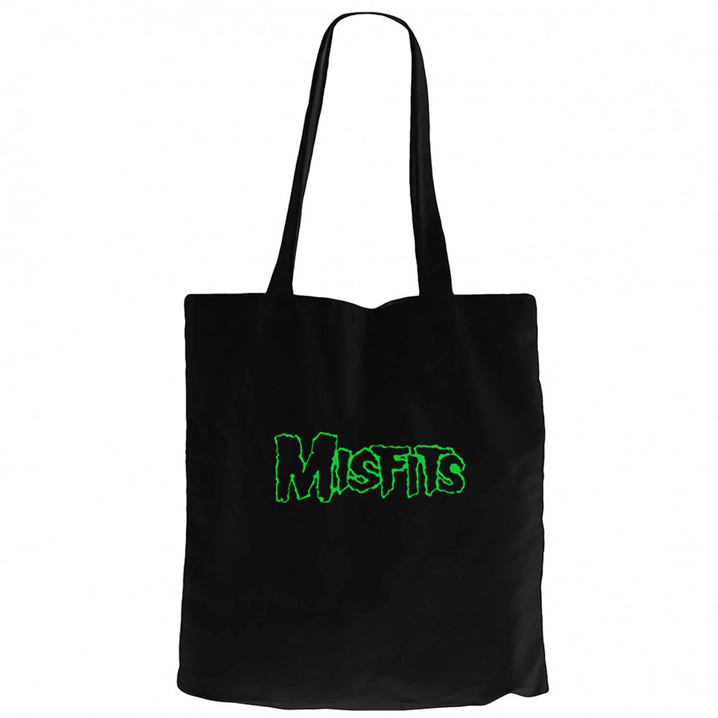 Misfits Logo Green Siyah Fermuarlı Bez Çanta Gabardin