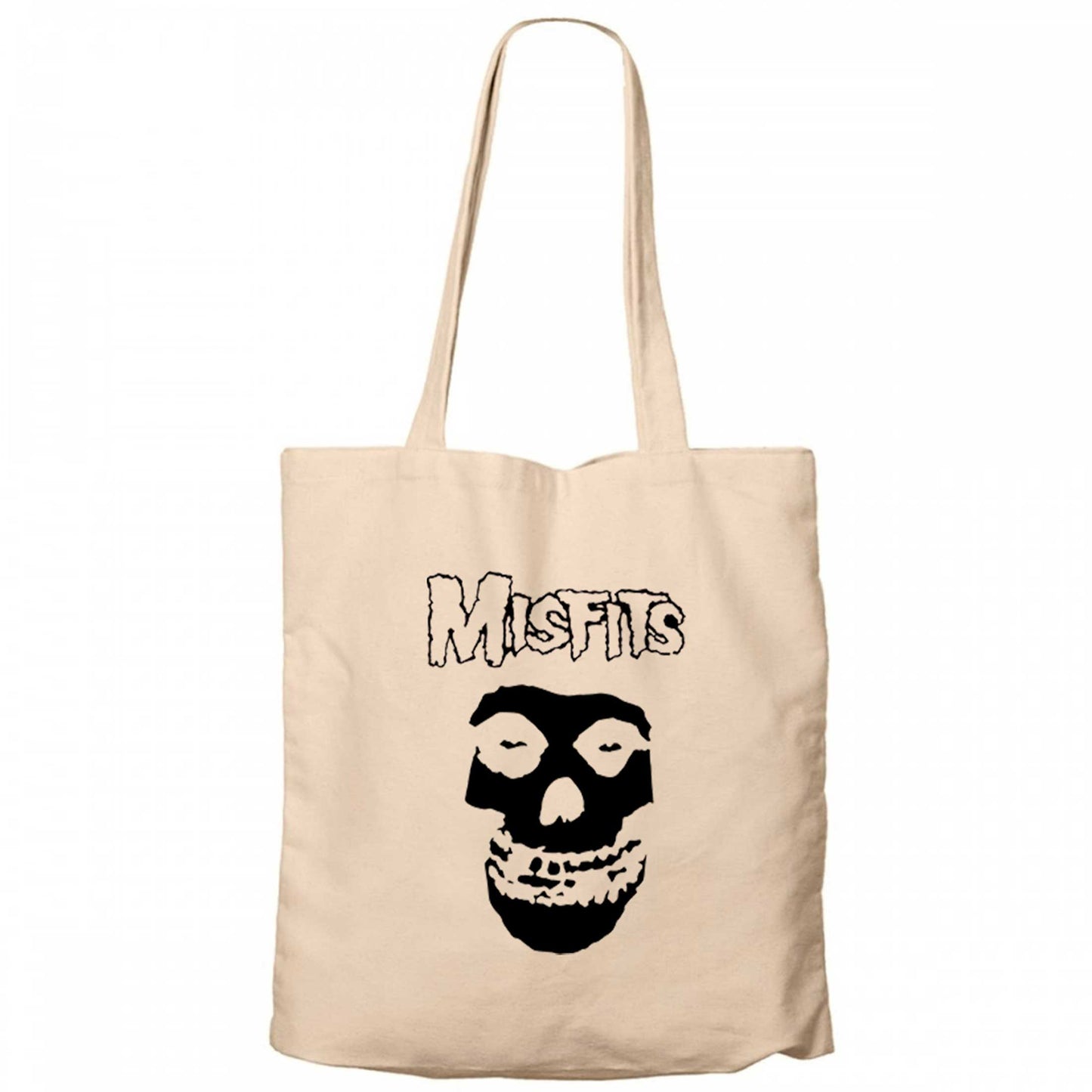 Misfits Skull Krem Fermuarlı Bez Çanta Gabardin