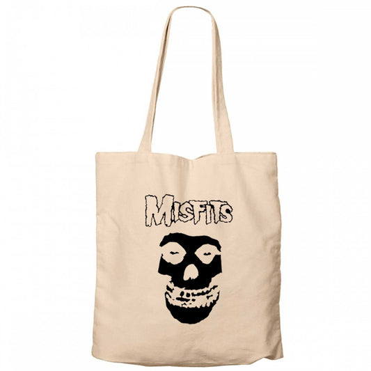 Misfits Skull Krem Fermuarlı Bez Çanta Gabardin