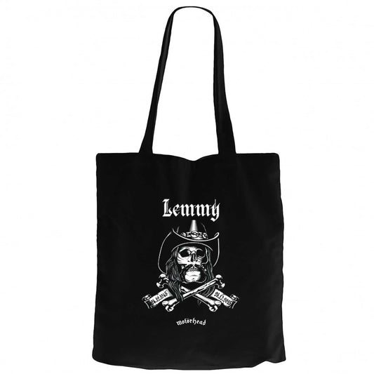 Motörhead Lemmy Kilmister Skull Siyah Fermuarlı Bez Çanta Gabardin