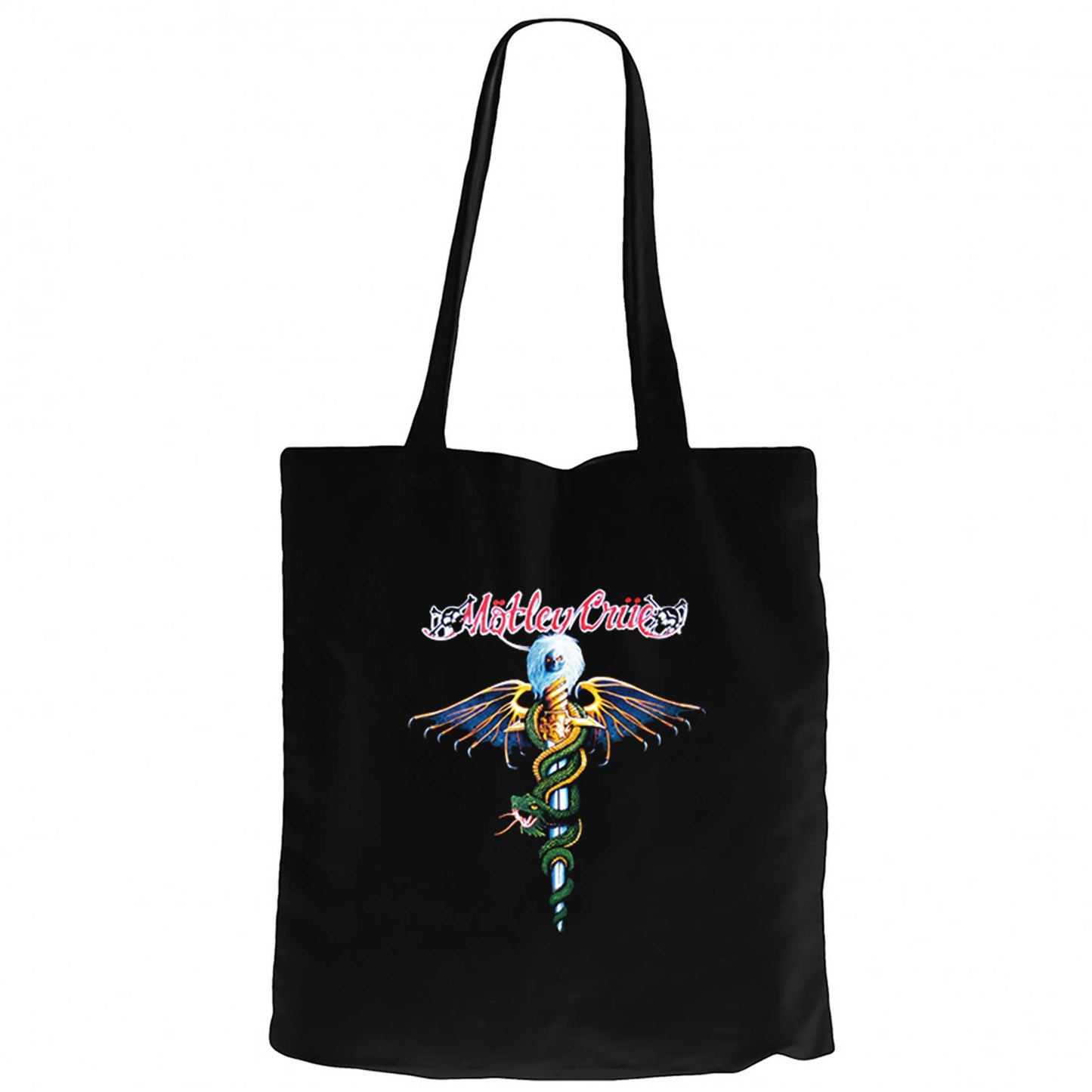 Mötley Crüe Dr. Feelgood Siyah Fermuarlı Bez Çanta Gabardin