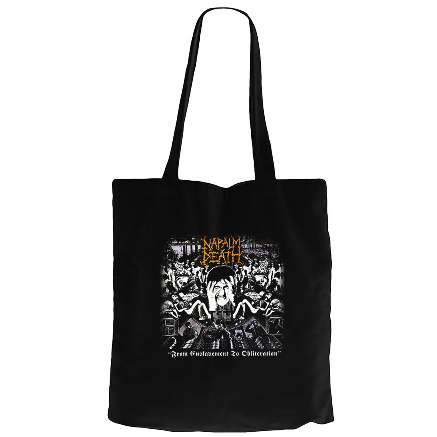Napalm Death From Enslav Siyah Fermuarlı Bez Çanta Gabardin