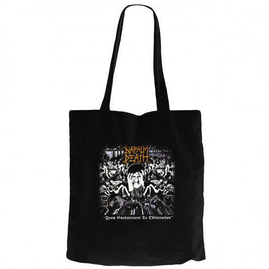 Napalm Death From Enslav Siyah Fermuarlı Bez Çanta Gabardin