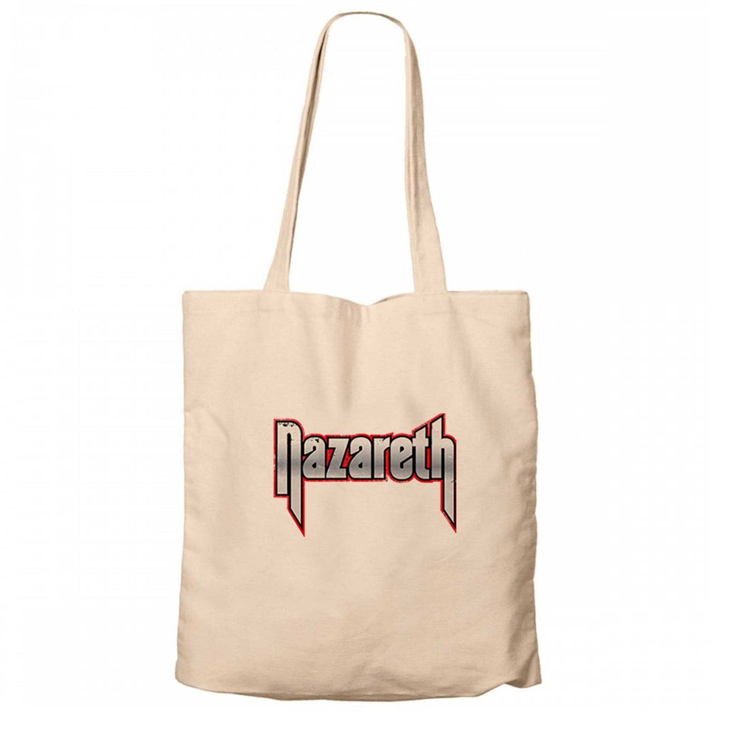 Nazareth Logo Red Krem Fermuarlı Bez Çanta Gabardin