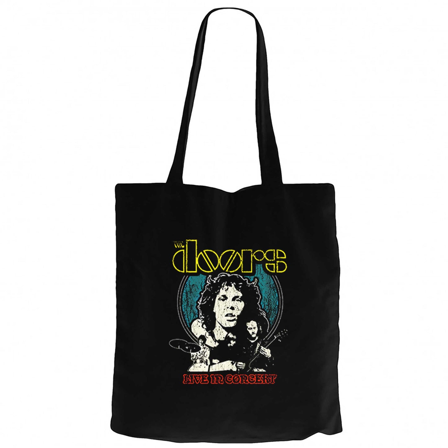 The Doors Live in Concert Siyah Fermuarlı Bez Çanta Gabardin