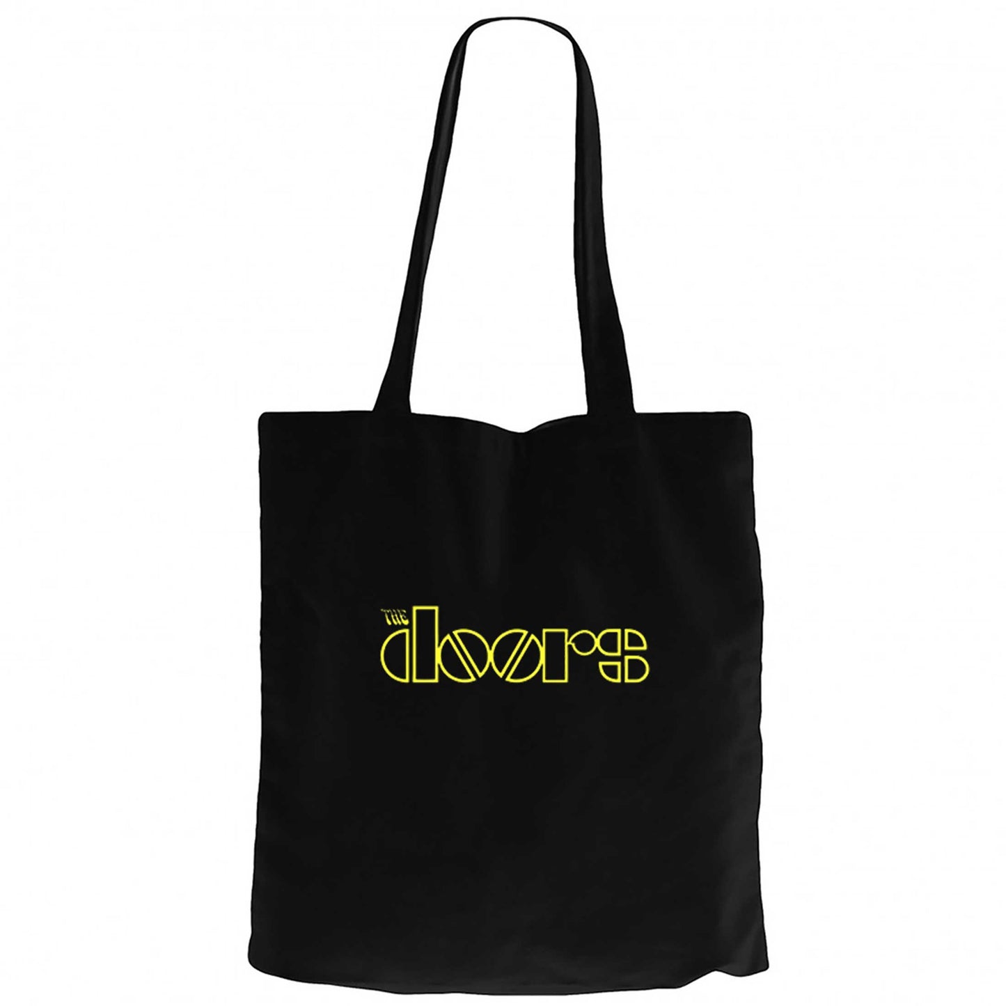 The Doors Logo Yellow Siyah Fermuarlı Bez Çanta Gabardin
