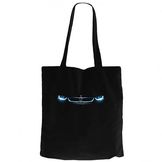 BMW i8 Headlights Siyah Fermuarlı Bez Çanta Gabardin