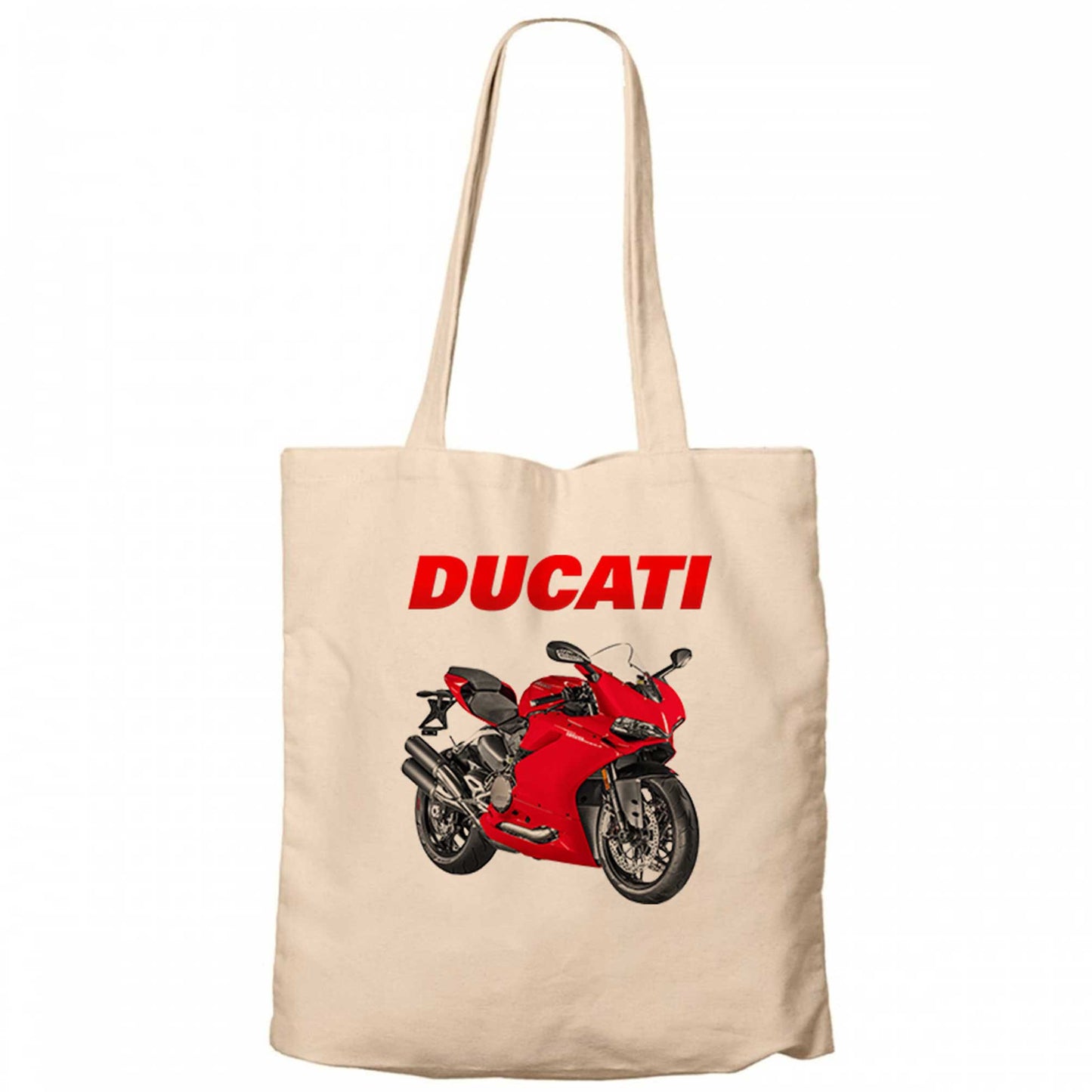 Ducati 959 Krem Fermuarlı Bez Çanta Gabardin