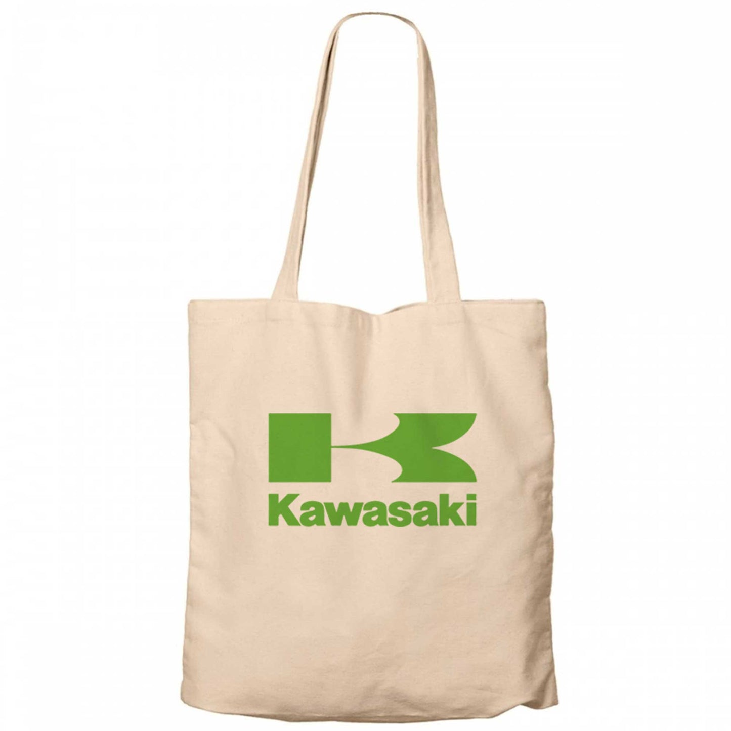 Kawasaki Yeşil Logo Krem Kanvas Bez Çanta