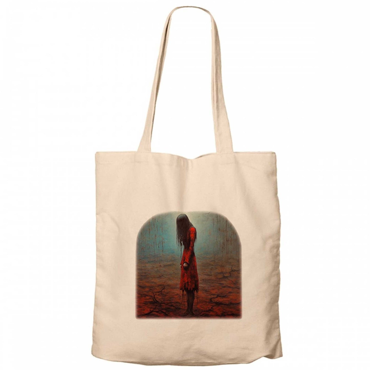 Depressed Girl Krem Fermuarlı Bez Çanta Gabardin