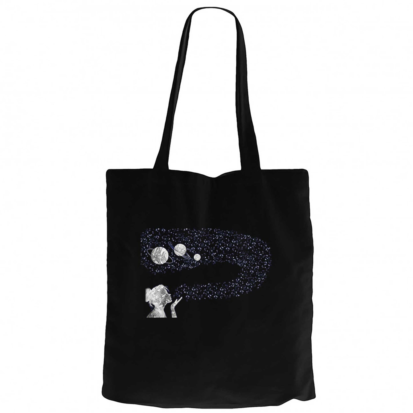 Galaksi Woman Siyah Fermuarlı Bez Çanta Gabardin