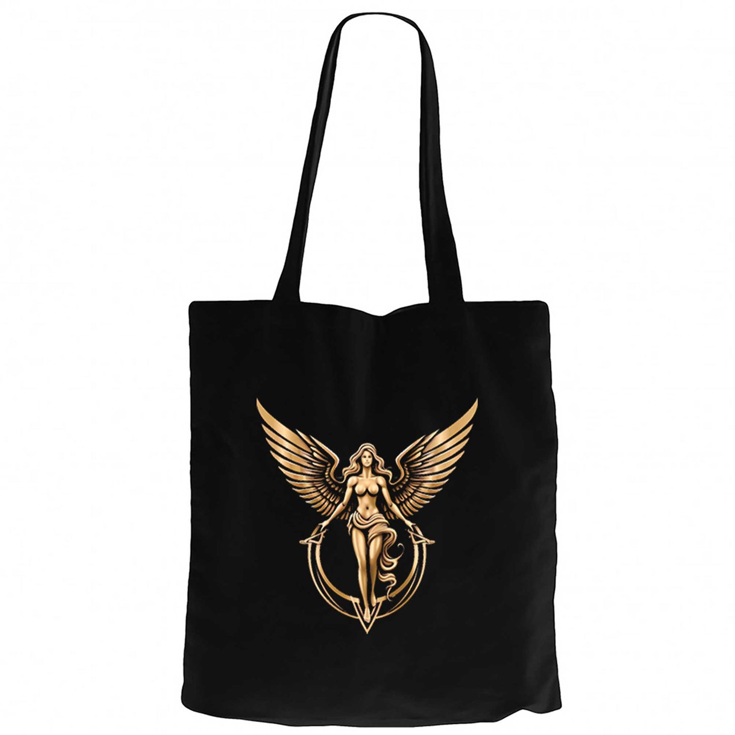 Gold Angel Siyah Fermuarlı Bez Çanta Gabardin