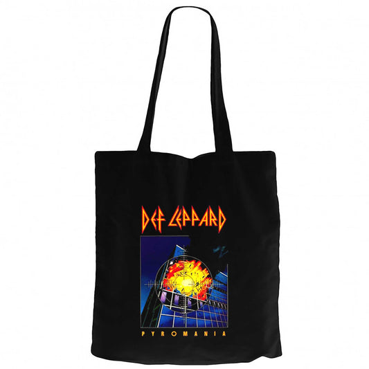 Def Leppard Pyromania Siyah Fermuarlı Bez Çanta Gabardin