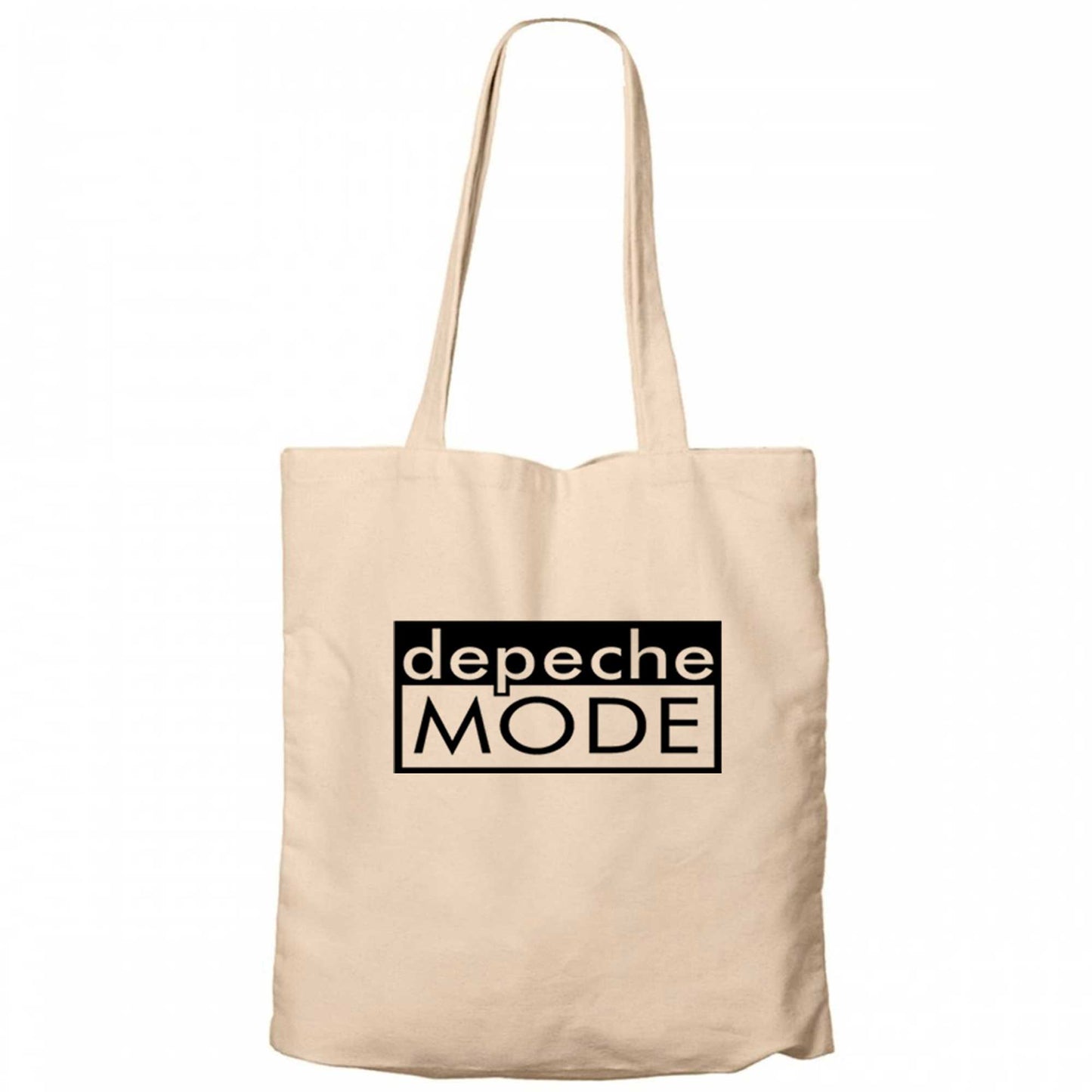 Depeche Mode Text Krem Fermuarlı Bez Çanta Gabardin