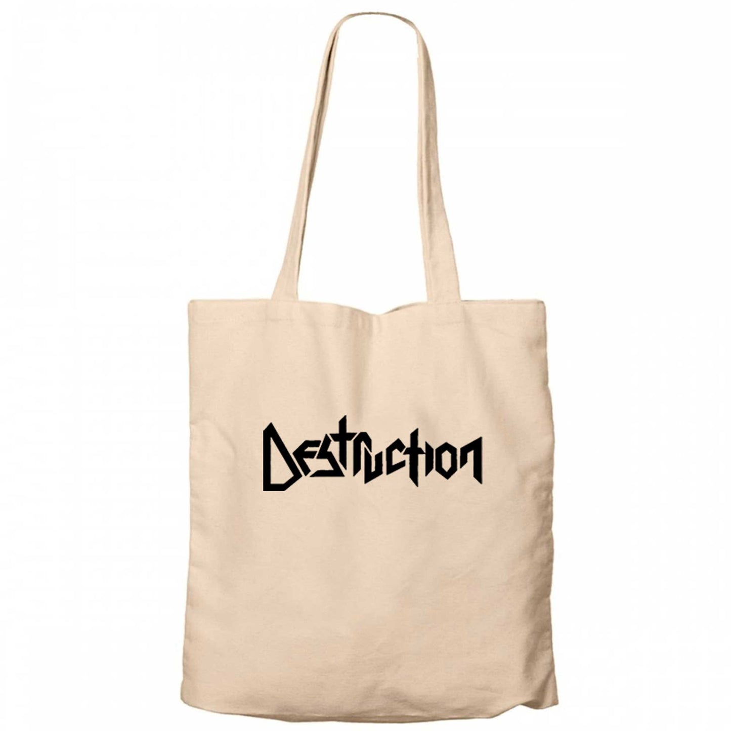 Destruction Text Krem Fermuarlı Bez Çanta Gabardin