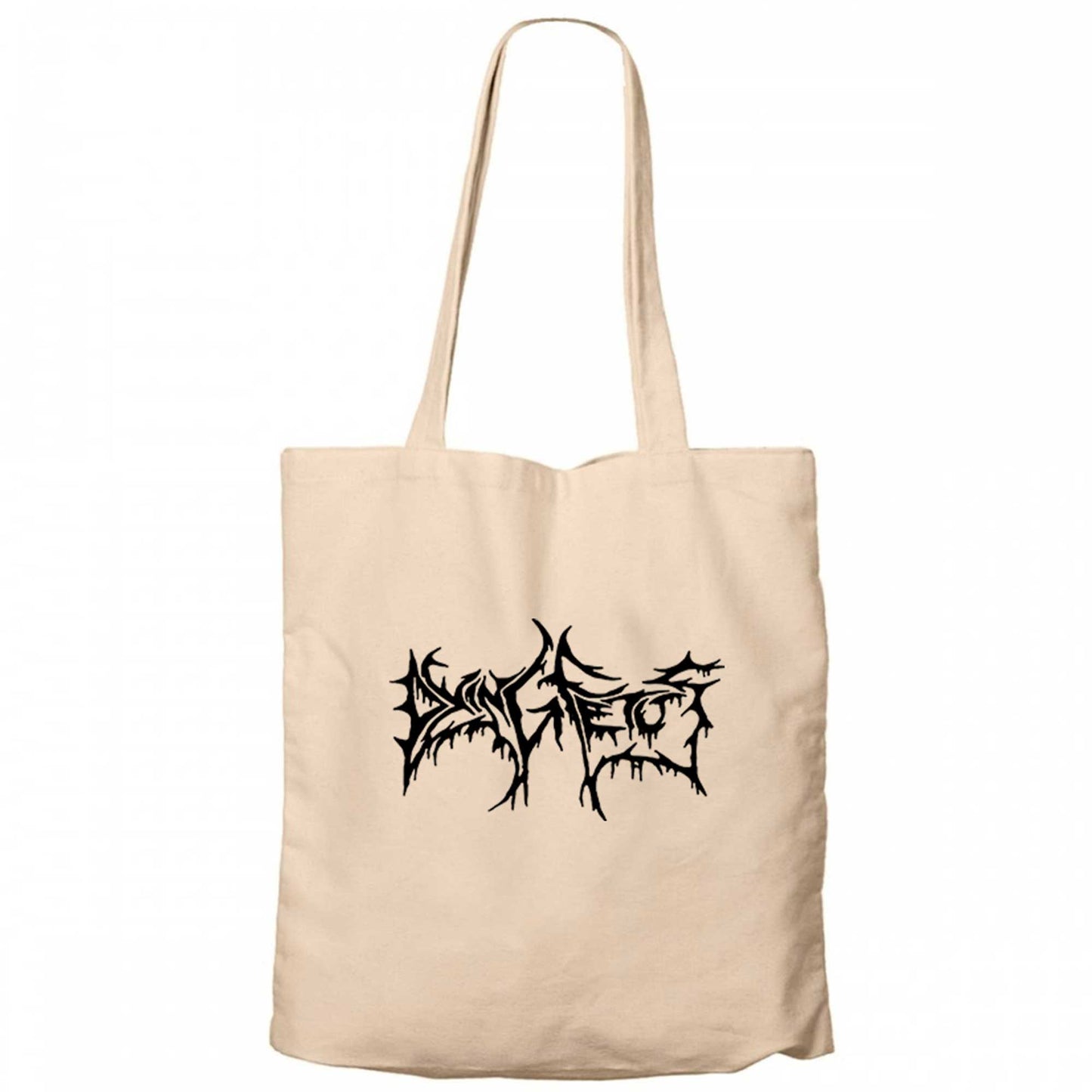 Dying Fetus Text Krem Fermuarlı Bez Çanta Gabardin