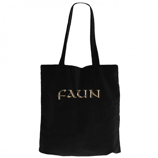 Faun Color Logo Siyah Fermuarlı Bez Çanta Gabardin