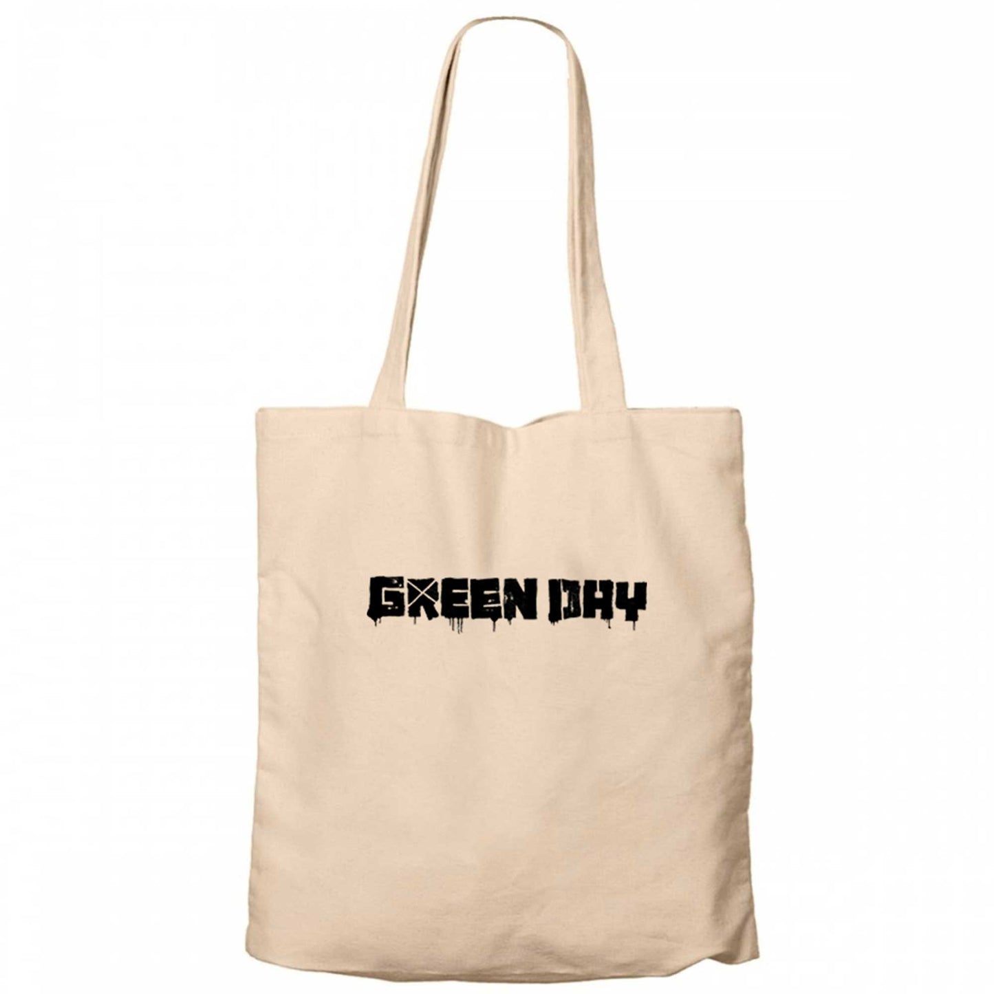 Green Day Logo Krem Fermuarlı Bez Çanta Gabardin