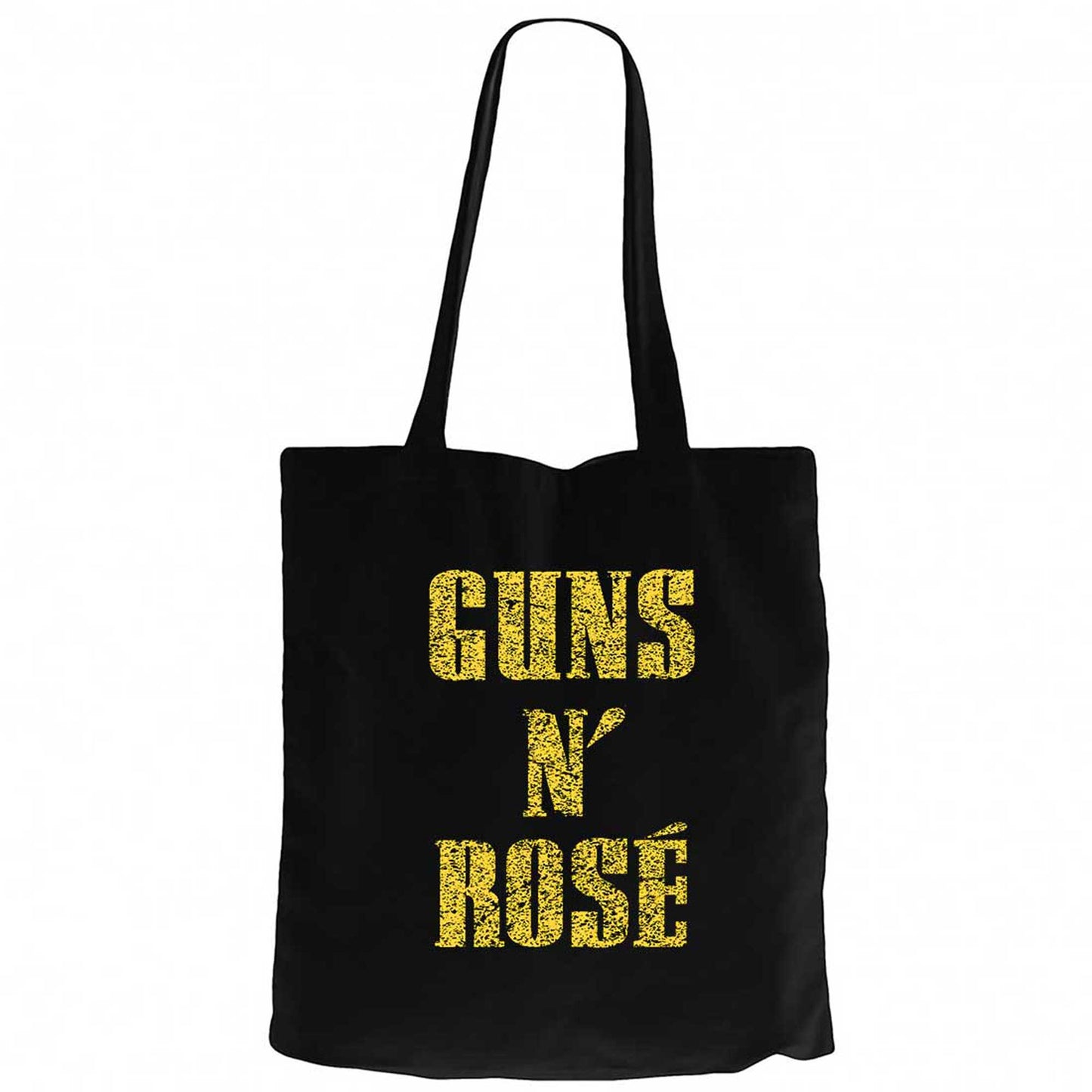 Guns N Rose Text Yellow Siyah Fermuarlı Bez Çanta Gabardin