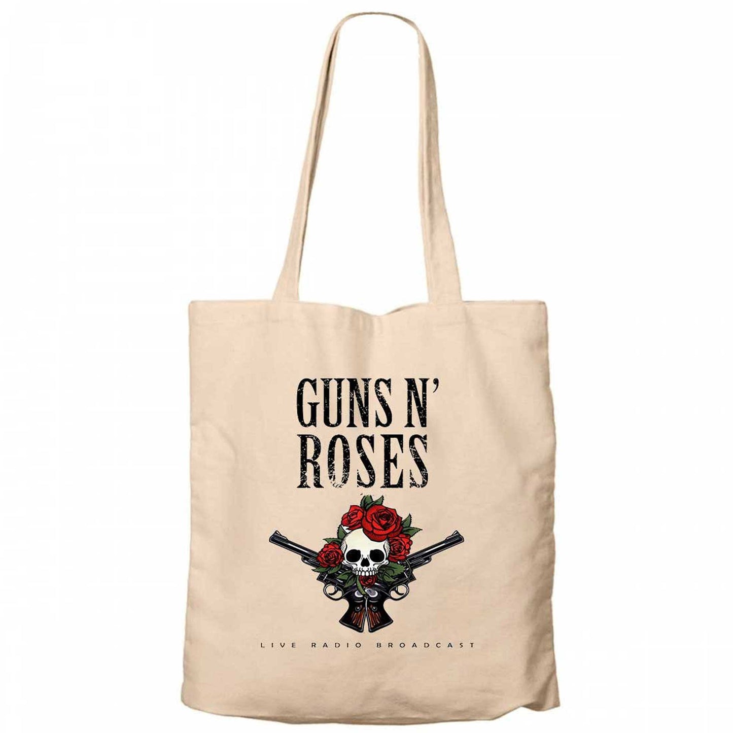 Guns N Roses Live Radio Broadcast Krem Fermuarlı Bez Çanta Gabardin