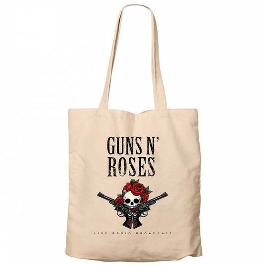 Guns N Roses Live Radio Broadcast Krem Fermuarlı Bez Çanta Gabardin