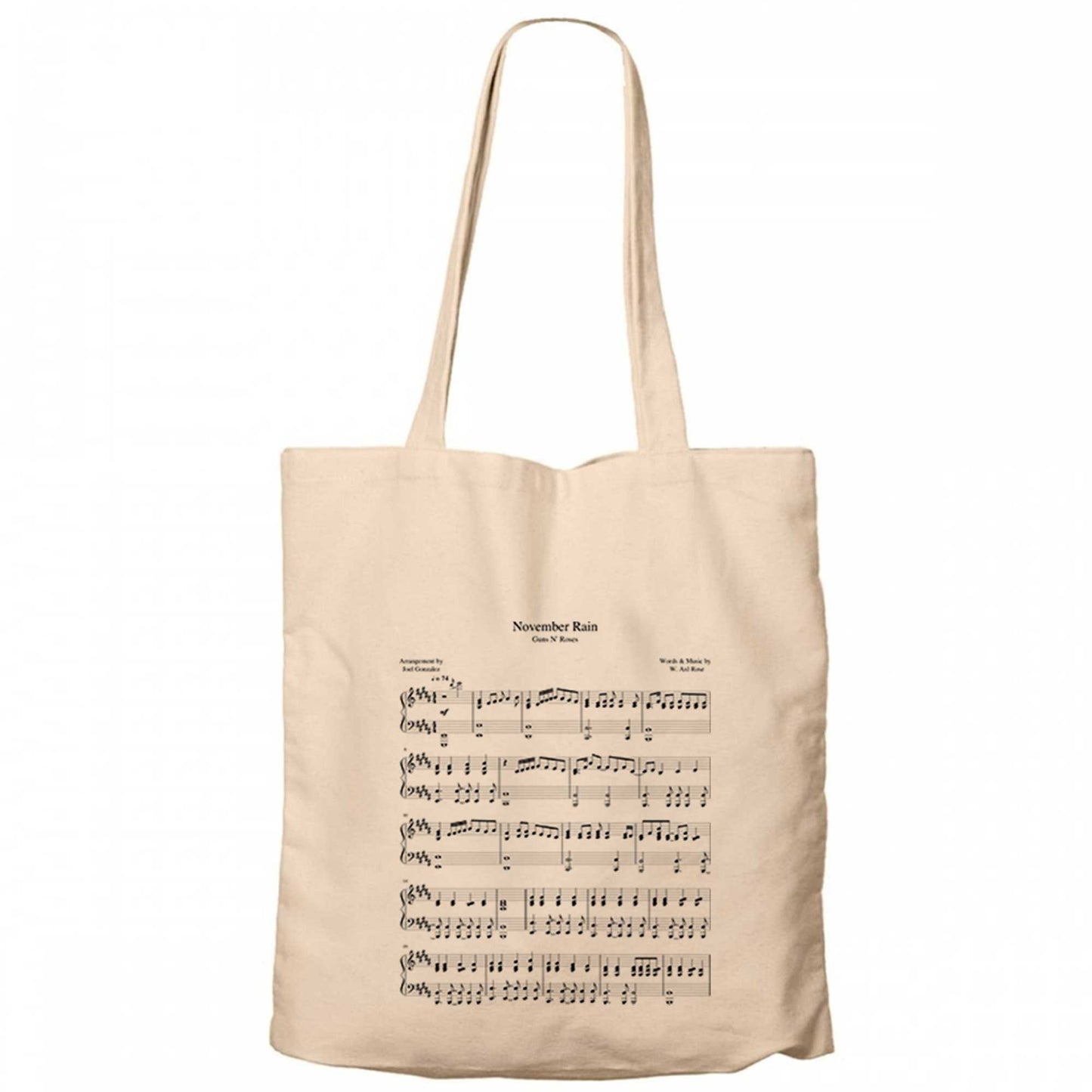 Guns N Roses November Rain Krem Fermuarlı Bez Çanta Gabardin