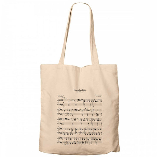 Guns N Roses November Rain Krem Fermuarlı Bez Çanta Gabardin