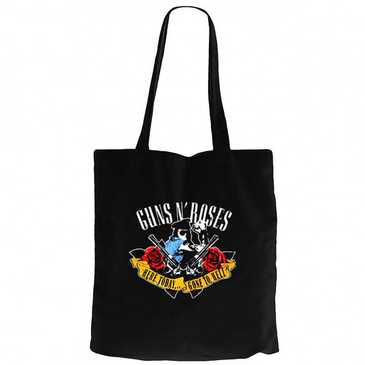 Guns N' Roses Gone to Hell Siyah Fermuarlı Bez Çanta Gabardin