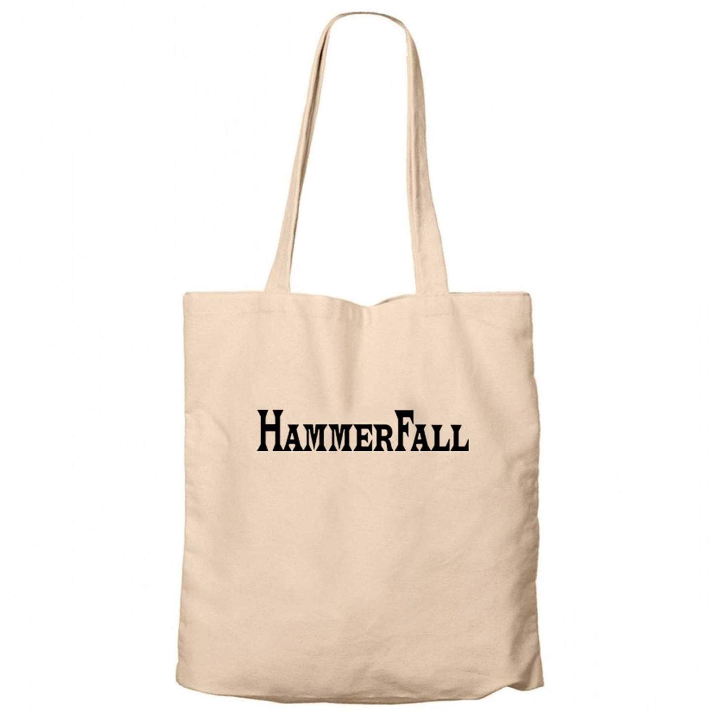 Hammerfall Text Krem Fermuarlı Bez Çanta Gabardin