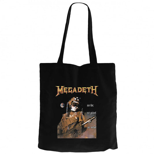 Megadeth So Far So Good Siyah Fermuarlı Bez Çanta Gabardin