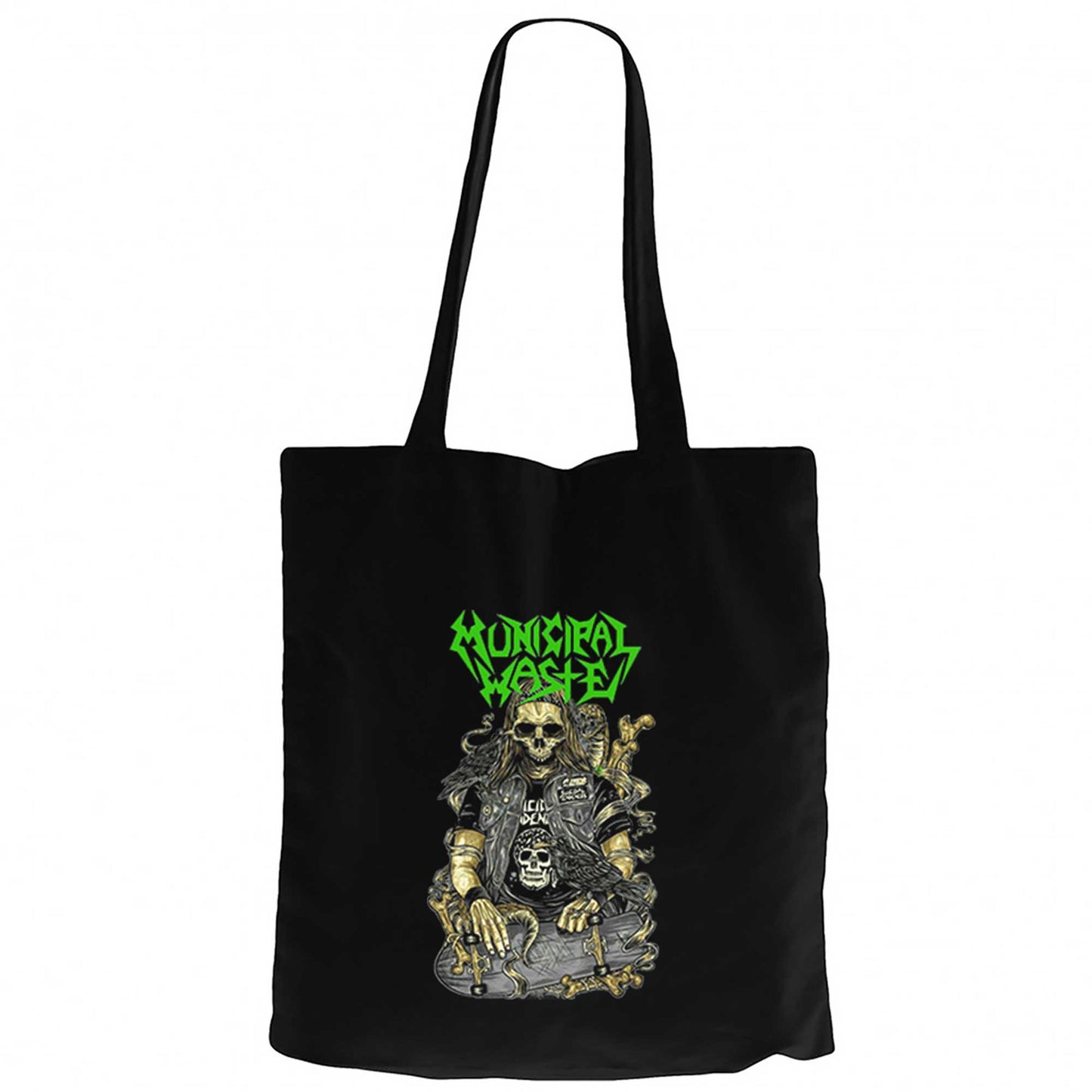 Municipal Waste Skaterskull Siyah Fermuarlı Bez Çanta Gabardin