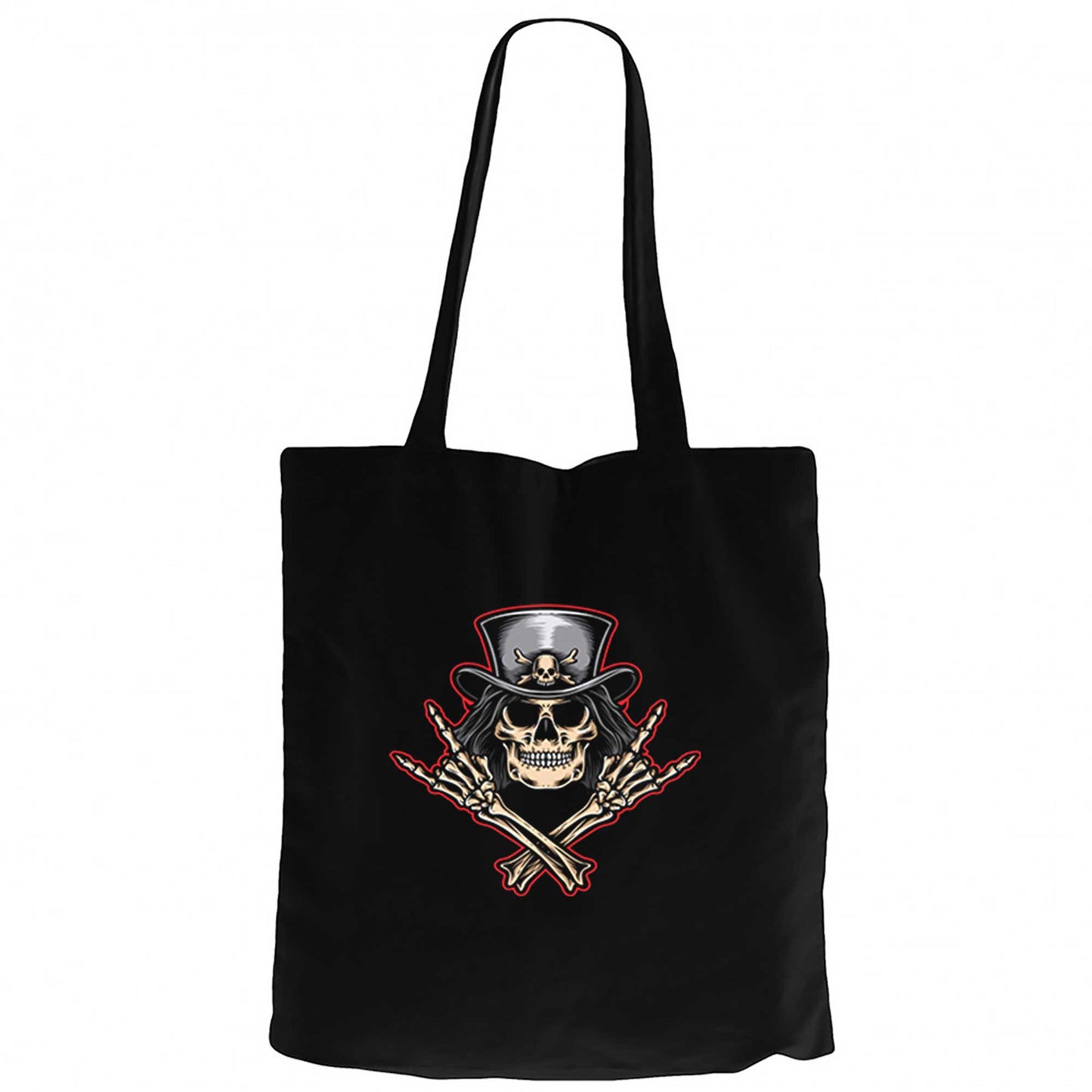 Slash Skull Siyah Fermuarlı Bez Çanta Gabardin