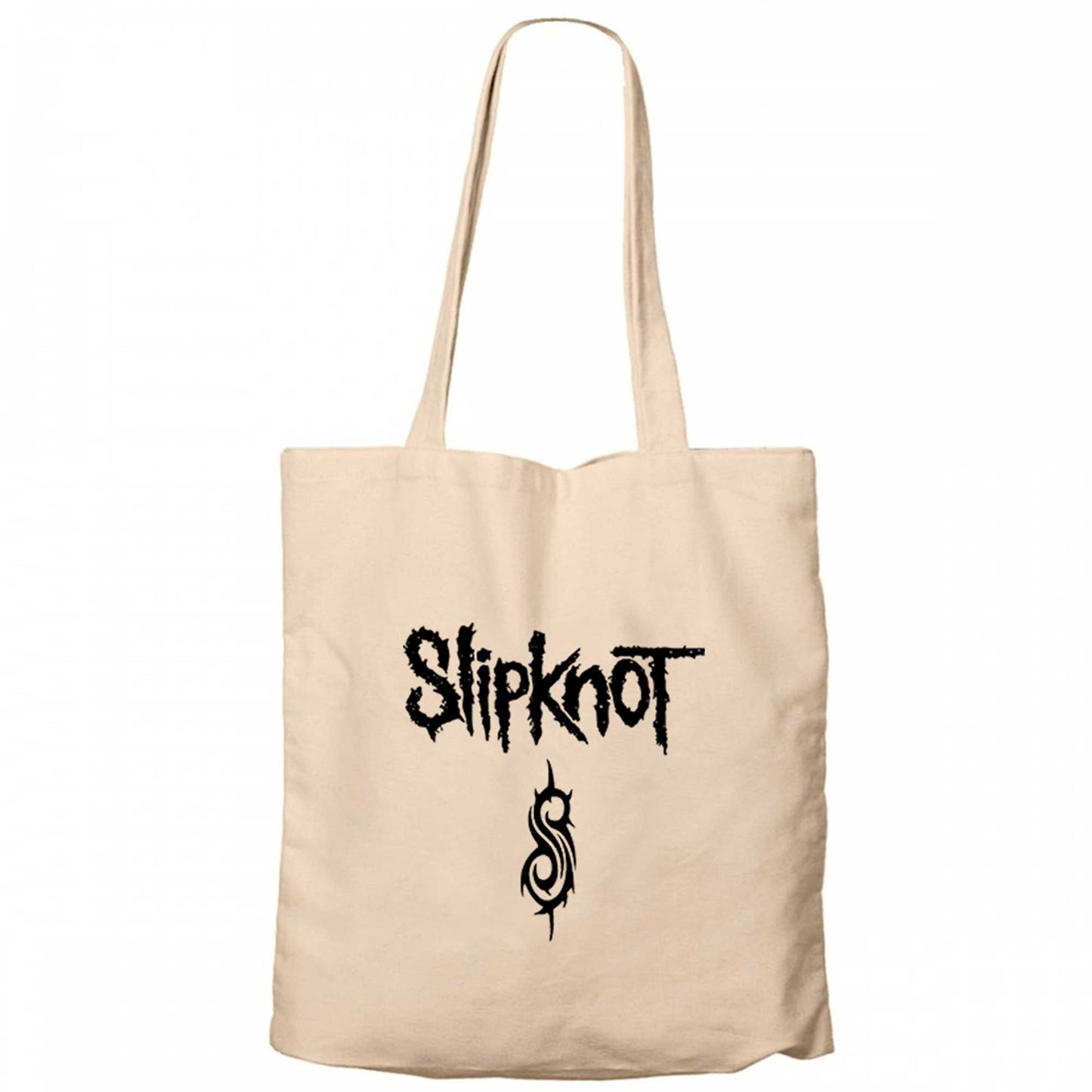 Slipknot Logo Text Krem Fermuarlı Bez Çanta Gabardin