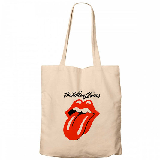 The Rolling Stones Logo Krem Kanvas Bez Çanta