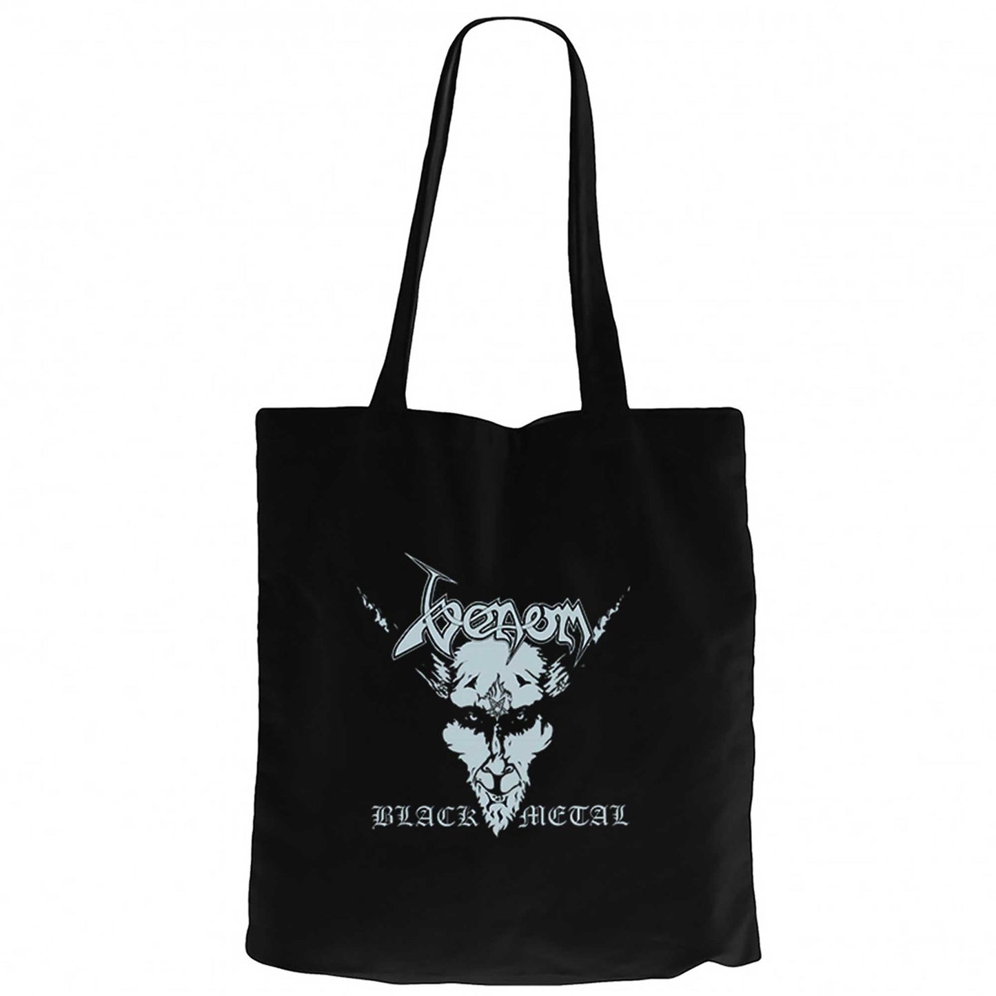 Venom Black Metal Silver Siyah Fermuarlı Bez Çanta Gabardin