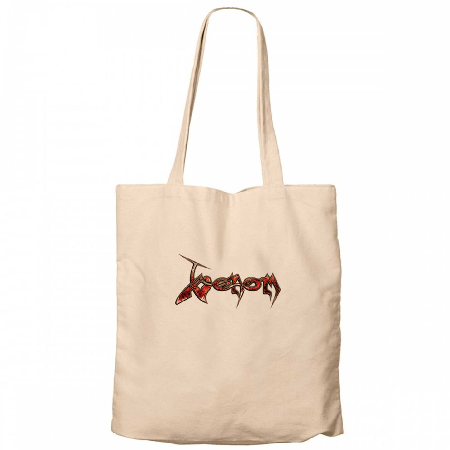 Venom Fire Logo Krem Fermuarlı Bez Çanta Gabardin