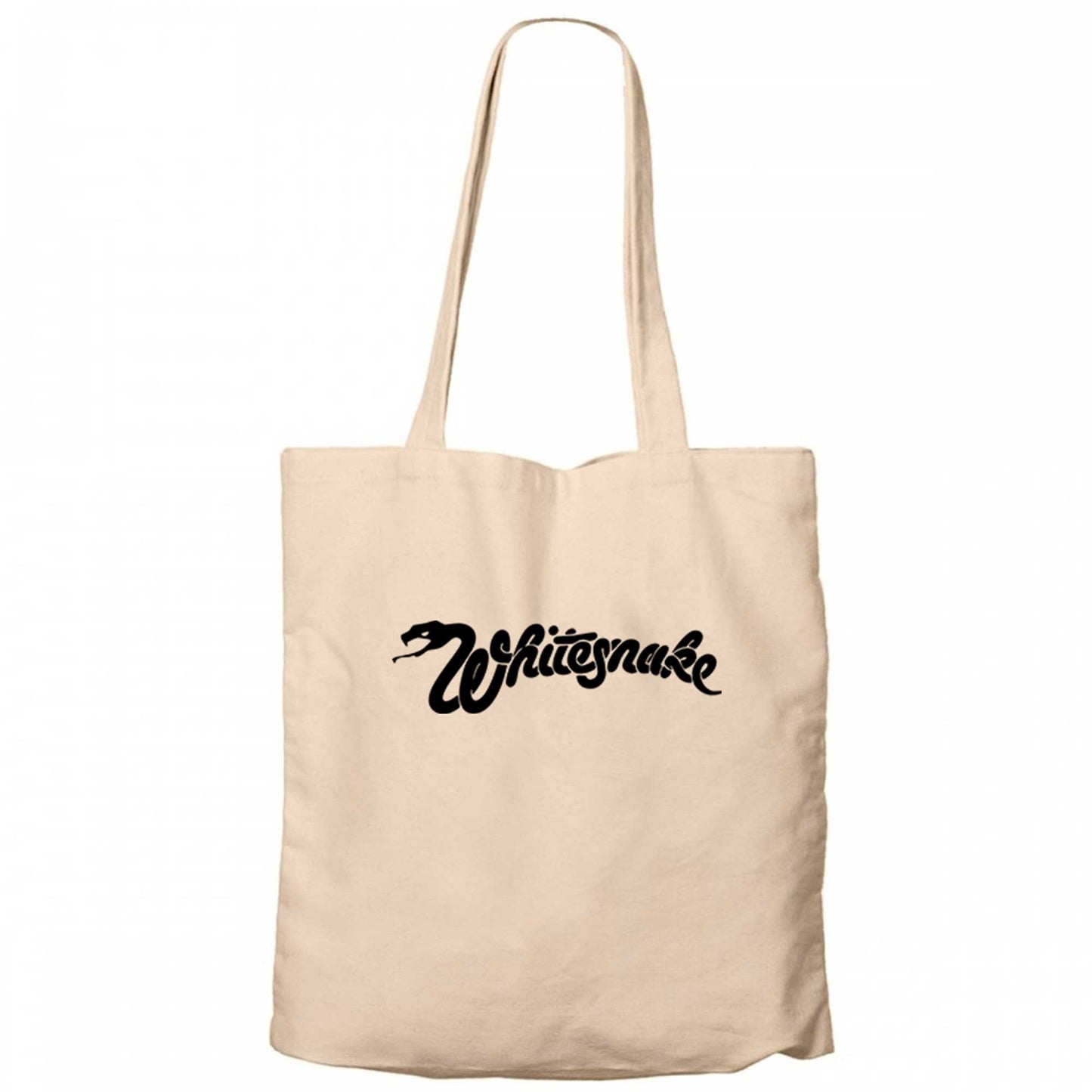 Whitesnake Logo Text Krem Fermuarlı Bez Çanta Gabardin