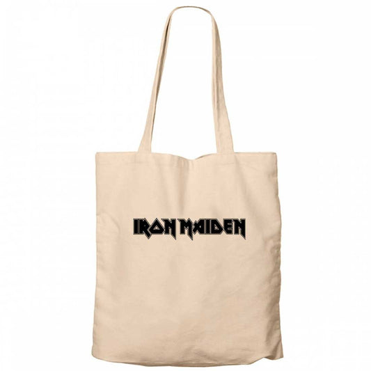 Iron Maiden Black Text Krem Kanvas Bez Çanta