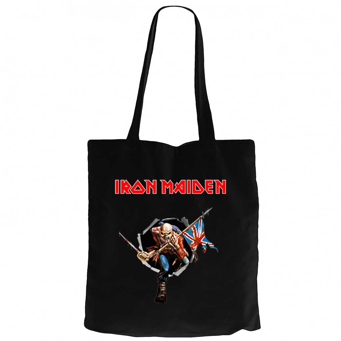 Iron Maiden Trooper Siyah Fermuarlı Bez Çanta Gabardin