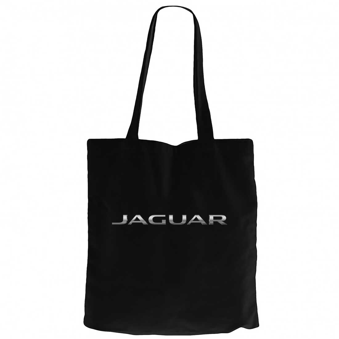 Jaguar Logo Silver Siyah Fermuarlı Bez Çanta Gabardin | Zepplin