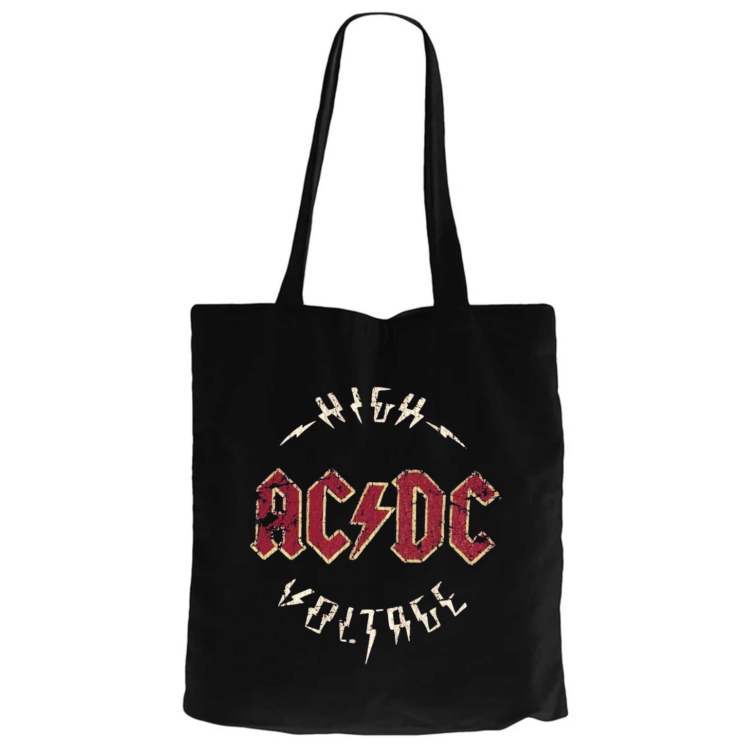 Ac Dc Logo Vintage Siyah Fermuarlı Bez Çanta Gabardin