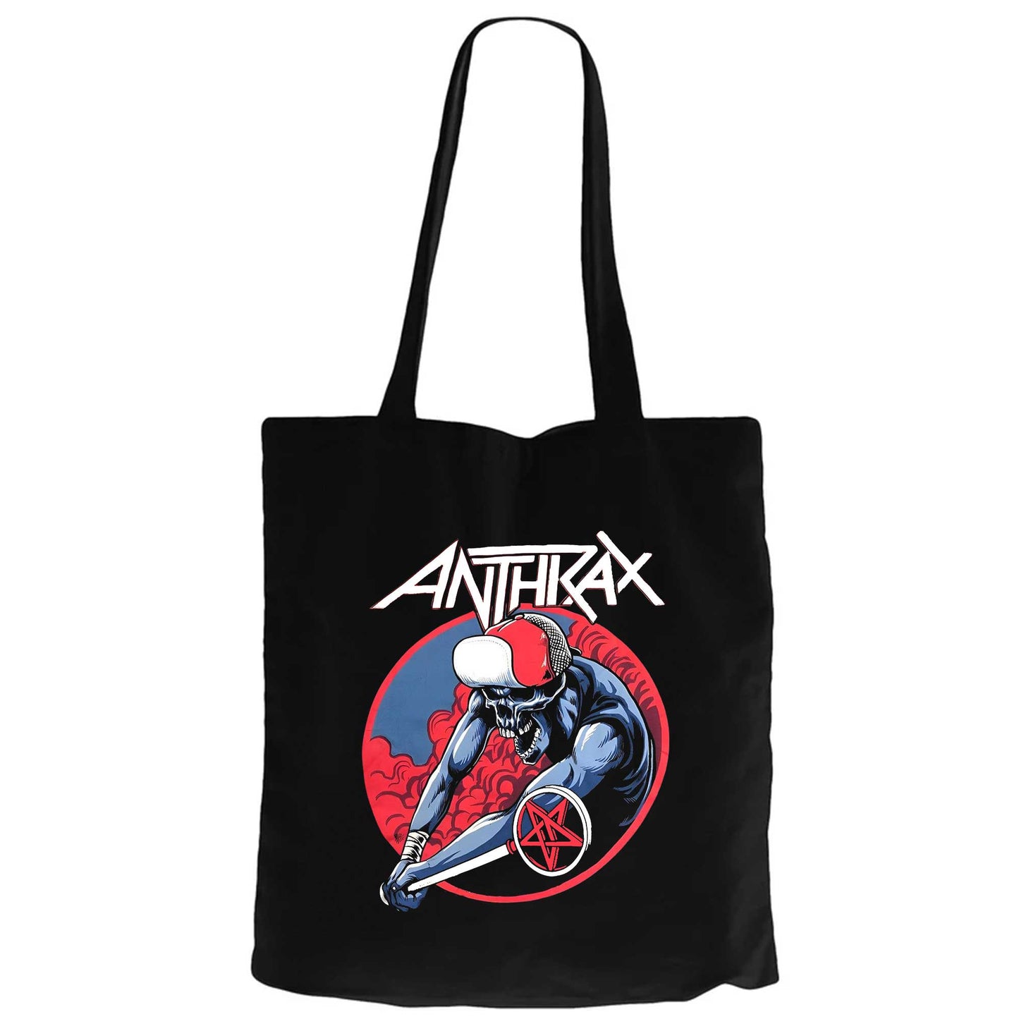 Anthrax Pentegram Siyah Fermuarlı Bez Çanta Gabardin