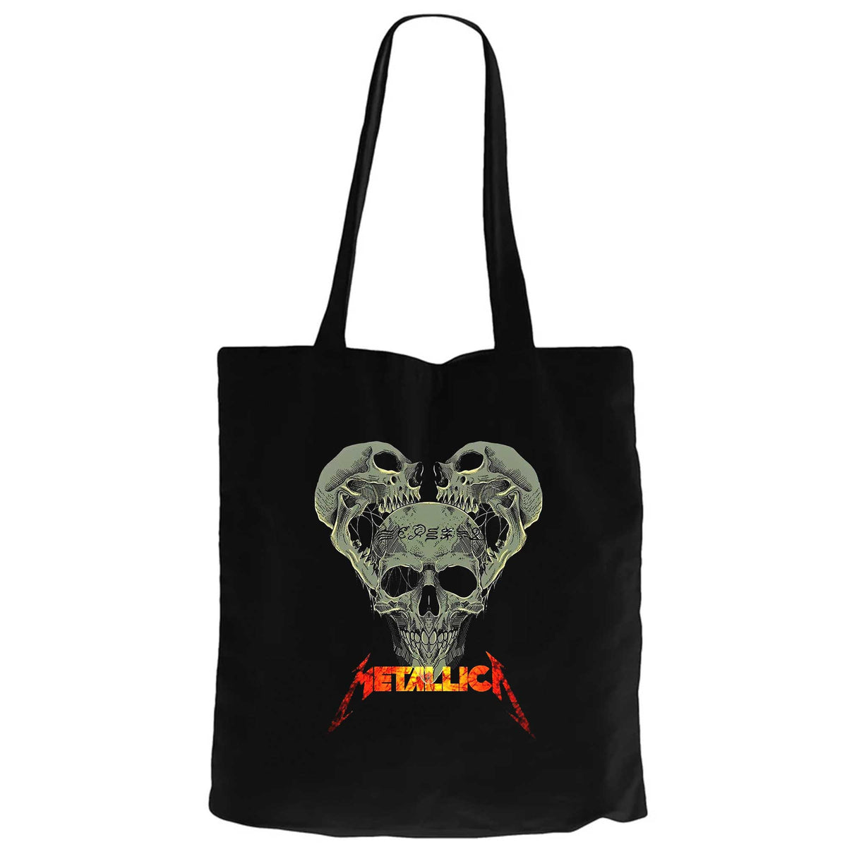 Metallica 3 Dry Heads Siyah Fermuarlı Bez Çanta Gabardin